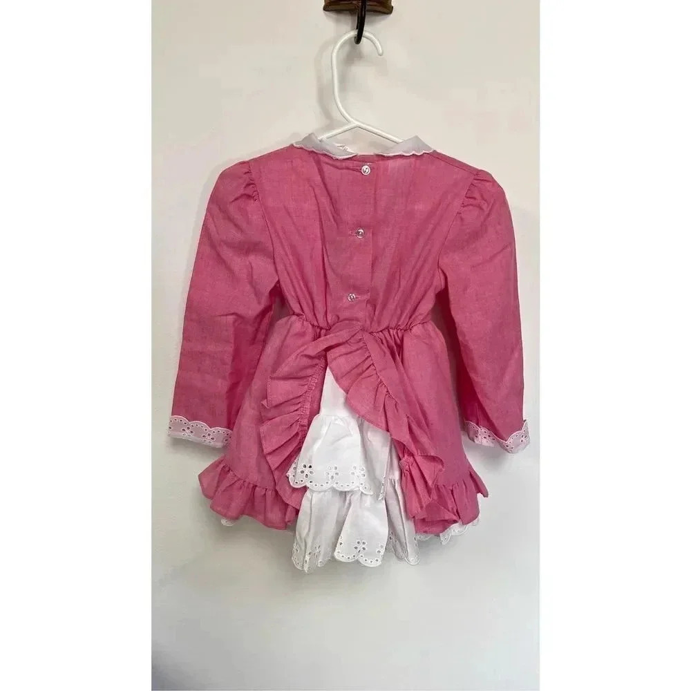 Vintage 80s Nannette Little Girls 4T Pink Easter Church Tutu Lace Dress - Picture 3 of 13
